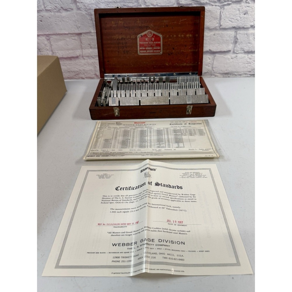 Vintage #2842 HOKE (Pratt & WHITNEY) Precision Gage Block Set in Wood Case RARE!
